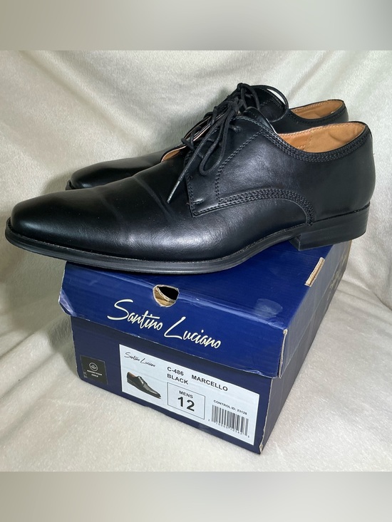 Santino Luciano “Marcello” Black Leather Derby Oxford Dress Shoes Men’s size 12 main image 5